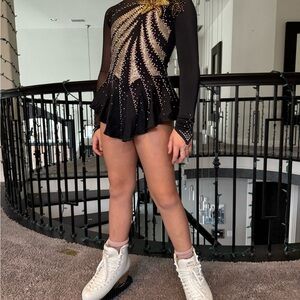Black and Gold Figure Skating Dress